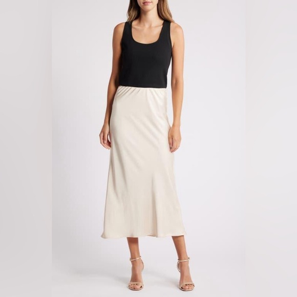 MELLODAY Mixed Media Colorblock Sleeveless Maxi - Picture 1 of 5